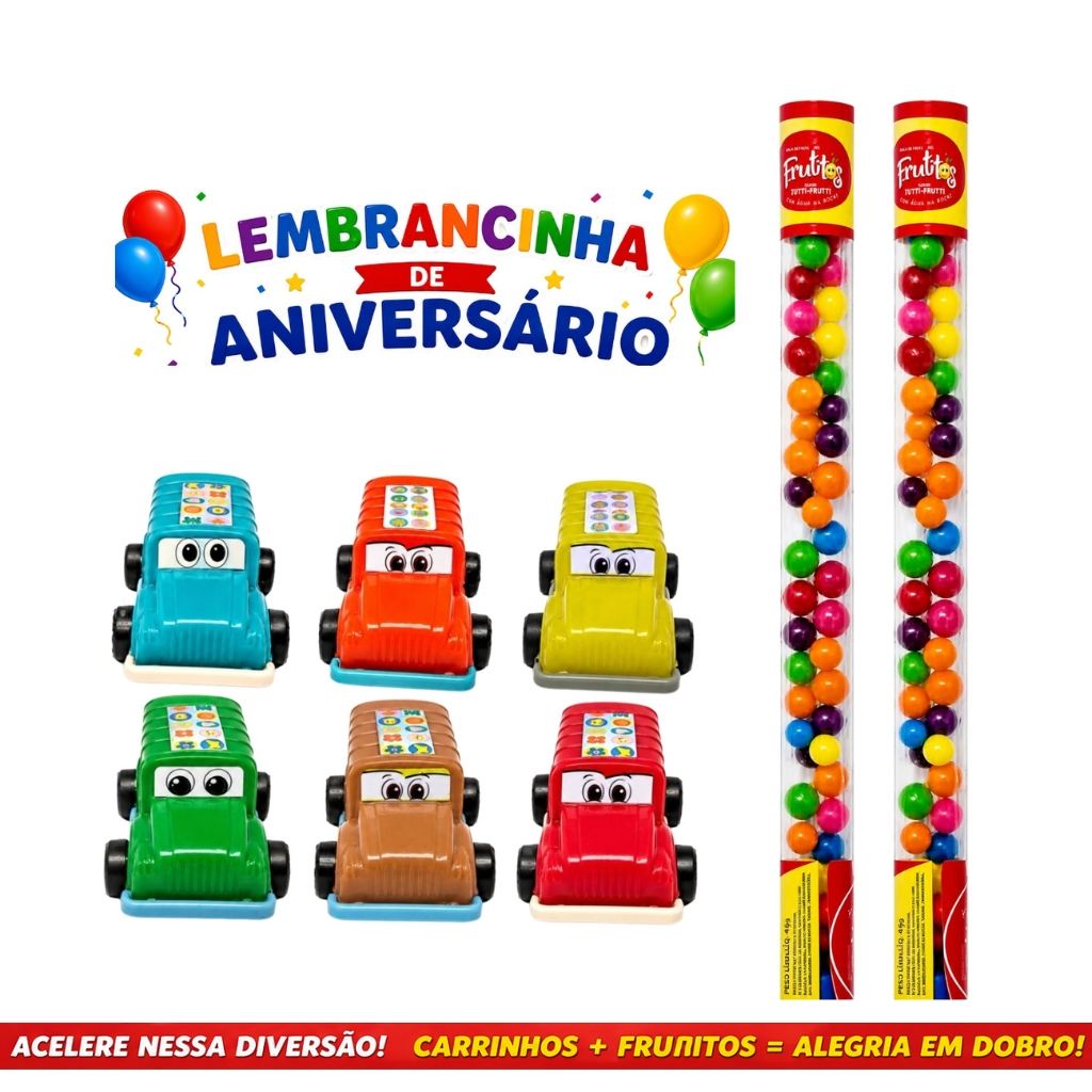 Kit 30 Itens (Tubinhos Balinhas Doce +Mini Onibus) Lembrancinha aniversário Festa Infantil