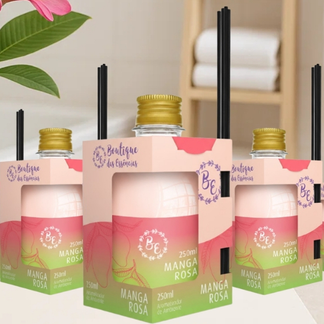Kit 3 Aromatizador Ambiente 250ml Varetas BE Manga Rosa Difusor Cheiroso Casa