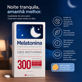 Melatonina União Química Frasco 300 comprimidos