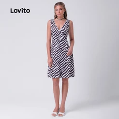 Lovito Vestido Feminino Estampa Zebra DRB341BRL370