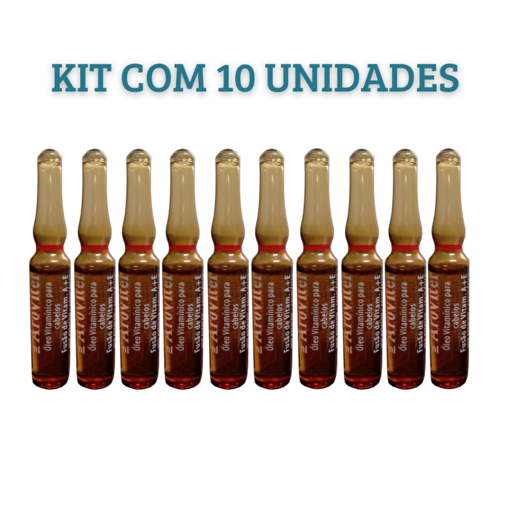 Kit 10 Ampolas Vitamina Arovitel A+E 2ml – Tratamento Capilar para Crescimento e Fortalecimento