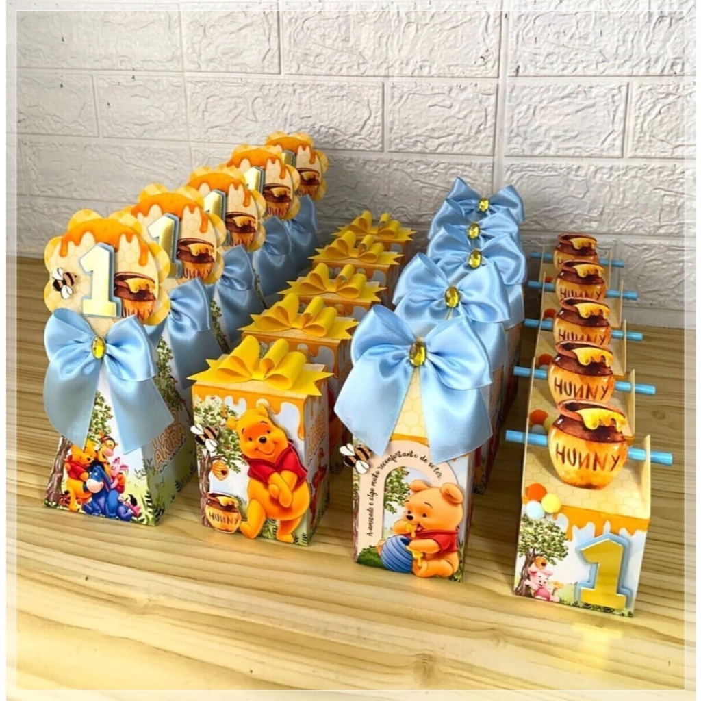kit caixinha personalizada ursinho pooh-lembrancinha personalizada-festa personalizada-papelaria personalizada