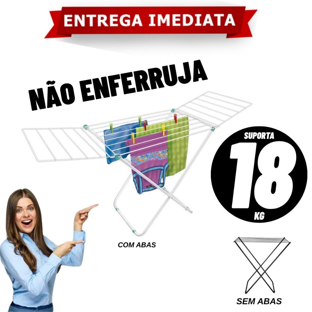 Varal De Chão Inox Reforçado Dobrável Slim Secalux