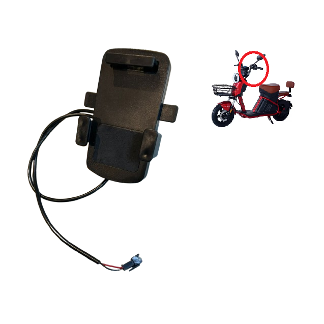 Suporte Celular Scooter Duos E-Trek Moto Elétrica Base com Carregador Cel USB