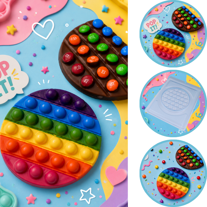 1~10 Forma BWB Simples P/ Chocolate Pop Its Fidget Toy Dia Das Crianças - 10267 Redondo Simples (CHOCO)
