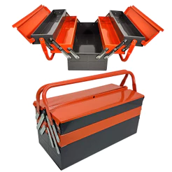 Caixa Ferramenta 5 Gavetas De 53Cm Sanfonada Cinza e Laranja