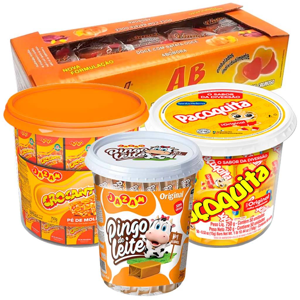 Kit Festa Junina para 50 Pessoas - 4 Doces Típicos Embalados Individualmente