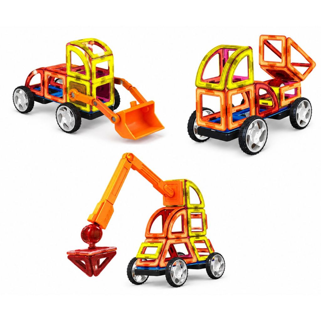 Blocos de Montar Magnéticos Coloridos Construção 87 Pçs C/ Roda e Acessórios Brinquedo Infantil Didático Blocos C/ Imã
