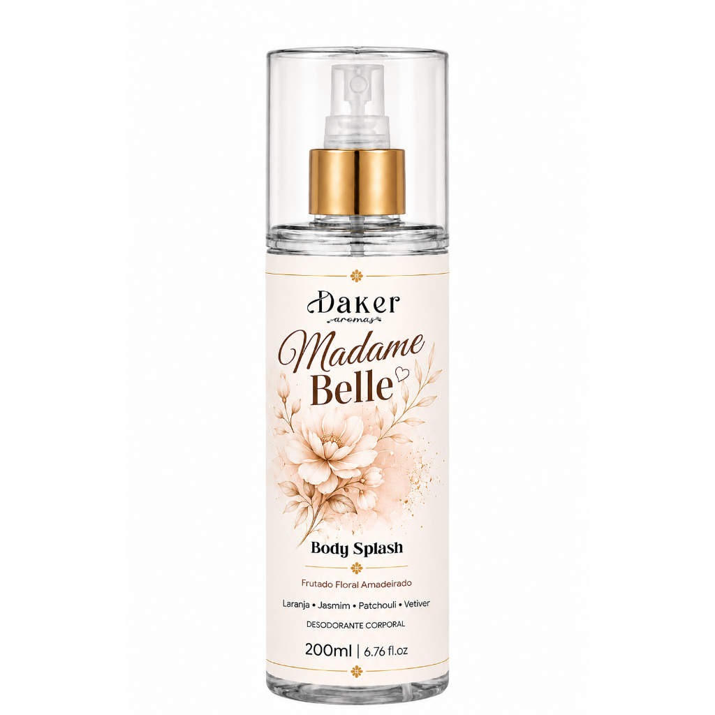 Body splash feminino Perfume corporal floral frutado amadeirado 200ml Madame Belle