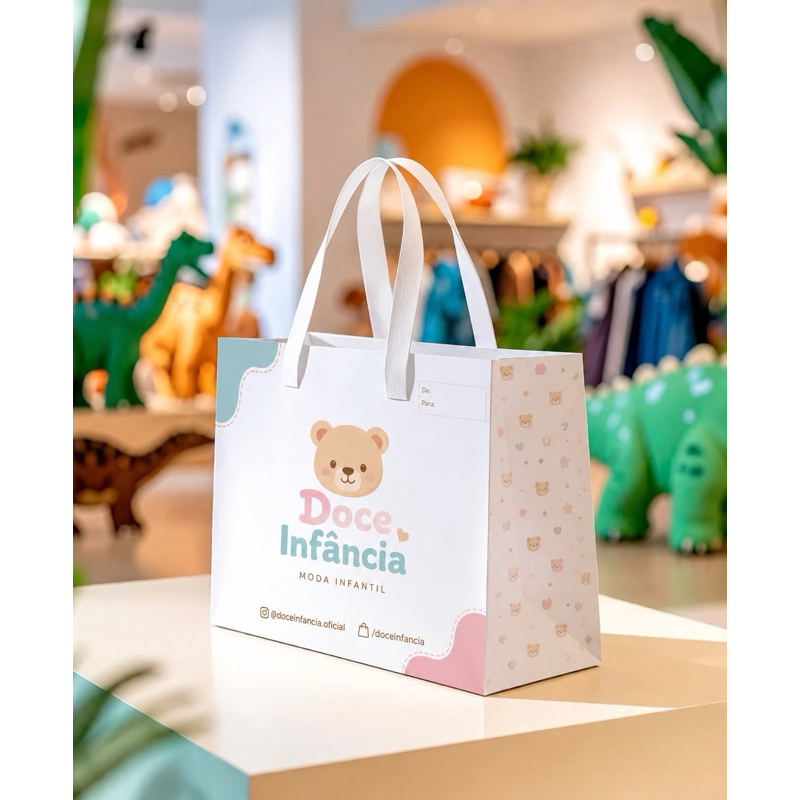 100 Sacolas de Papel Personalizadas com Logomarca | Sacola para Loja l Sacolas para Eventos