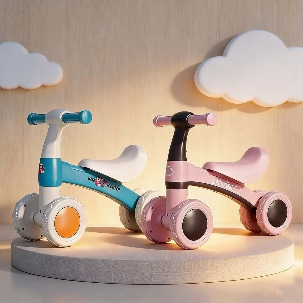 Bicicleta De Equilíbrio 4 Rodas Bebê Sem Pedal Infantil Quadro Metal