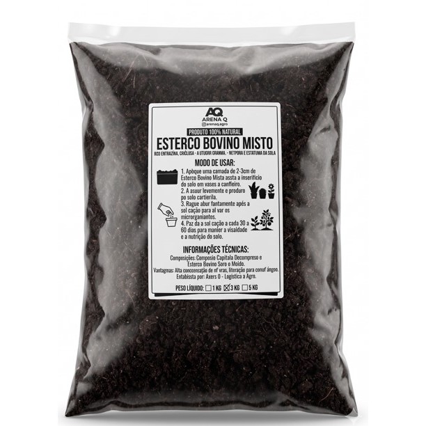 Esterco Bovino Vaca Boi Misto Seco Adubo Orgânico Natural Hortas Canteiros Flores Jardim