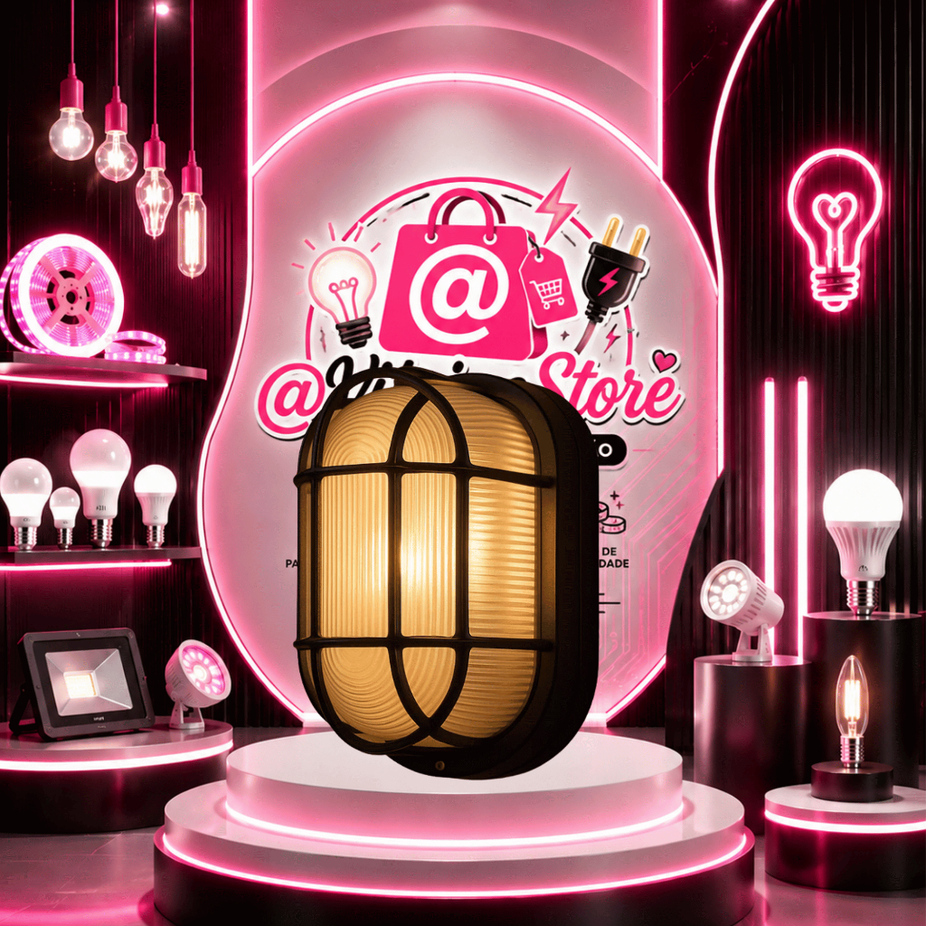 Arandela Tartaruga Oval LED E27 IP65 Preta - Luminária Externa @Vitrine store
