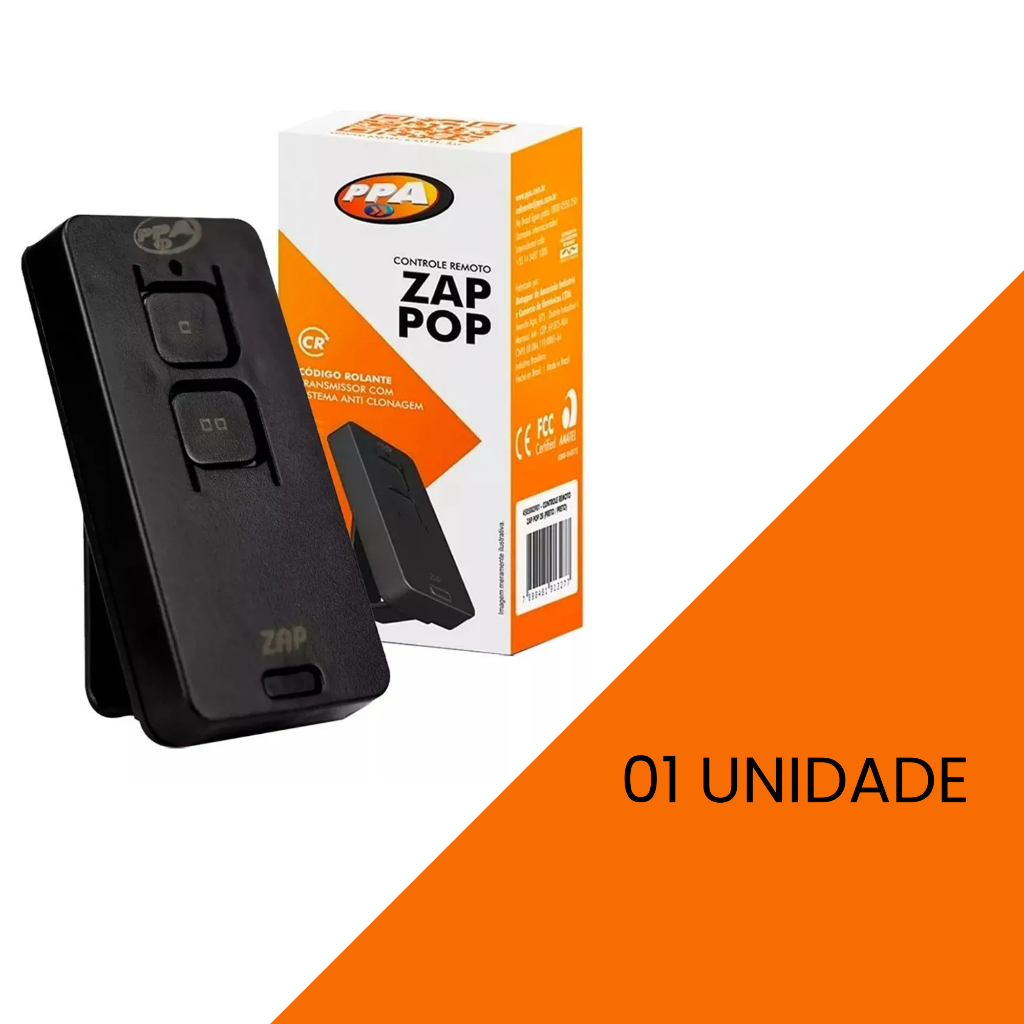 Controle Para Portão ZAP POP Marca PPA Original Frequência 433 Mhz Alça de Encaixe Para sol do Carro