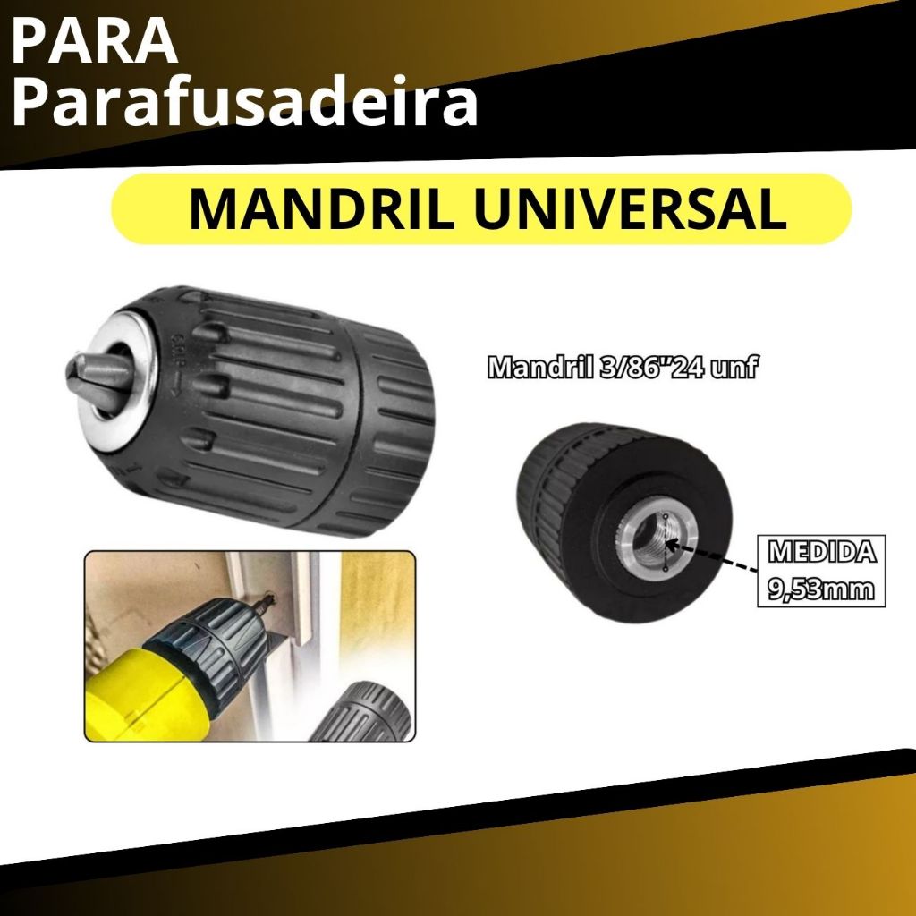Mandril Aperto Rápido 10mm Rosca 3/8 24 Und