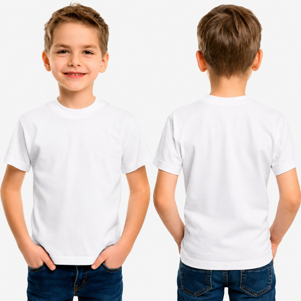 Camiseta Infantil Branca 100% Poliéster Anti Pilling Para Sublimação Tamanho 1 ao 16