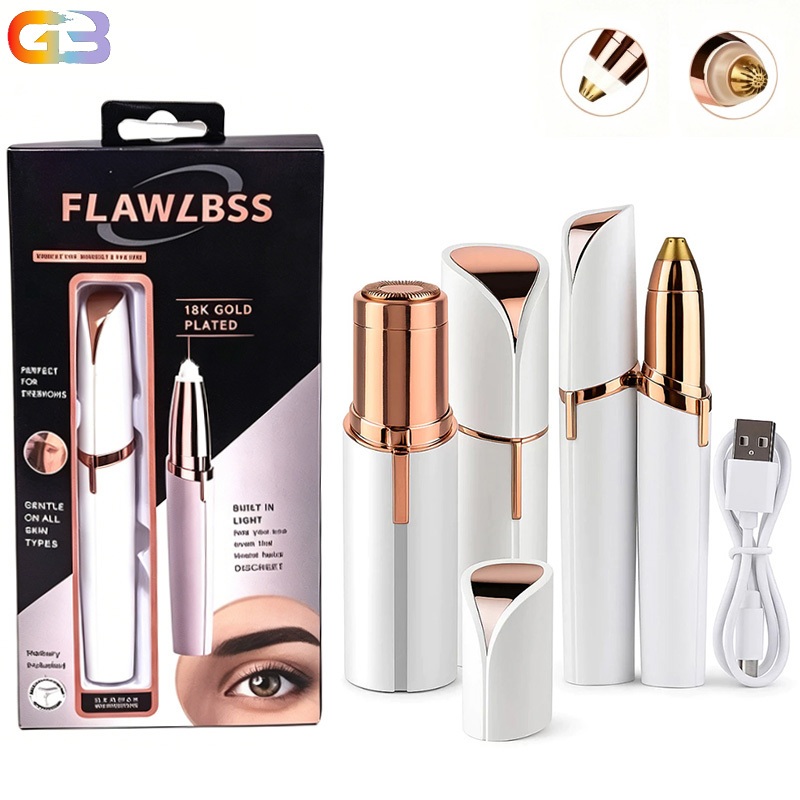 Kit 2 Depiladores Caneta Batom Portátil Indolor Tira Pelos Elétrico Rosto Nariz Sobrancelha Rechargeable Electric USB