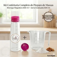 Kit Confeitaria Completo Bisnaga Regadora De Massa De Bolo E Jarra Graduada Secos E Molhados 500ml