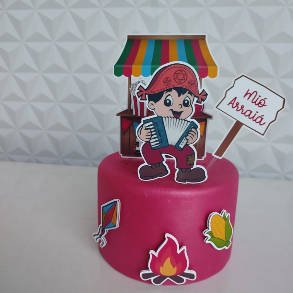 Topo de Bolo Festa Junina Menino/Menina Personalizado | Decoração Arraiá | Topper Junino para Bolo/Topo Festa Junina