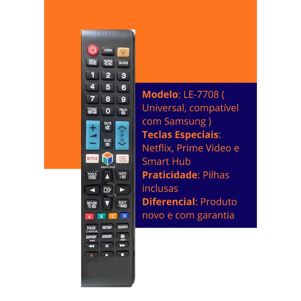 Controle Remoto Universal Compatível Samsung / Envio Imediato e com Garantia
