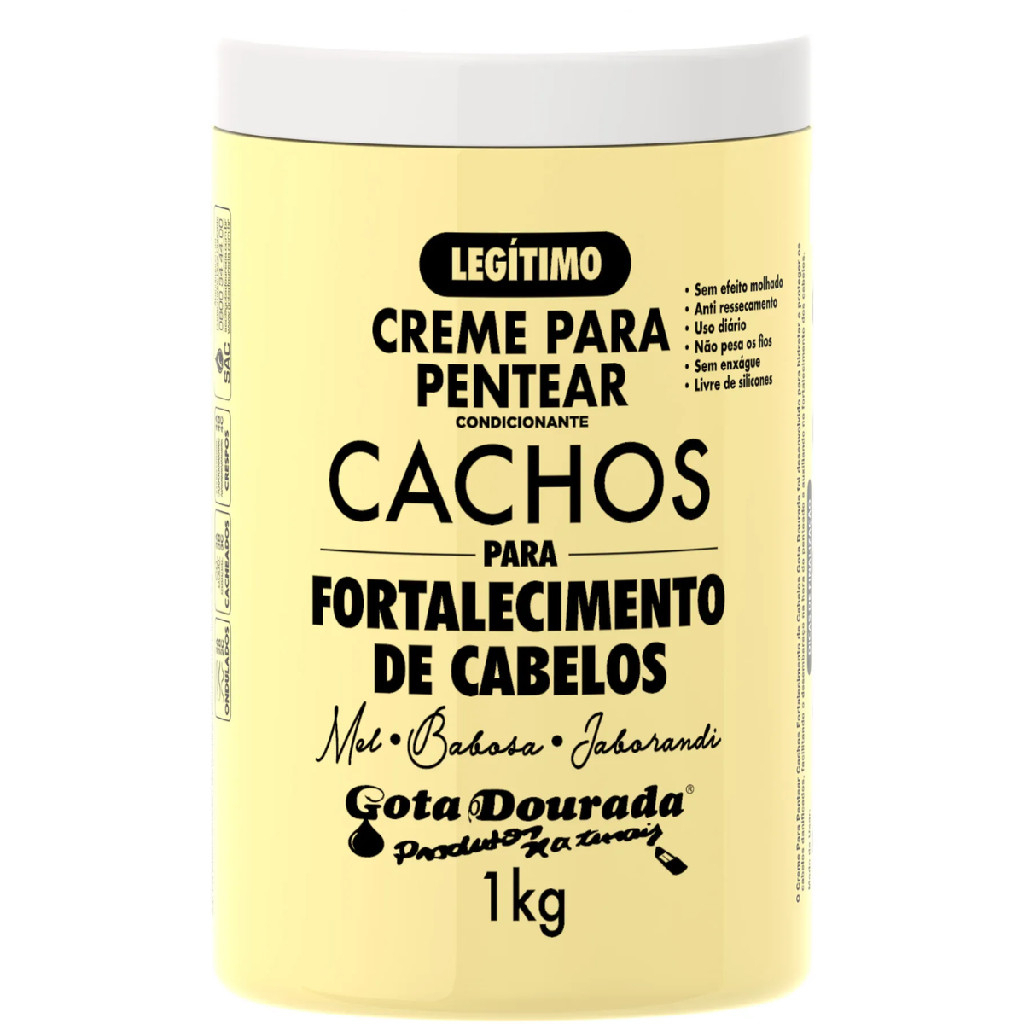 Creme de Pentear Gota Dourada Cachos Fortalecedor 1Kg