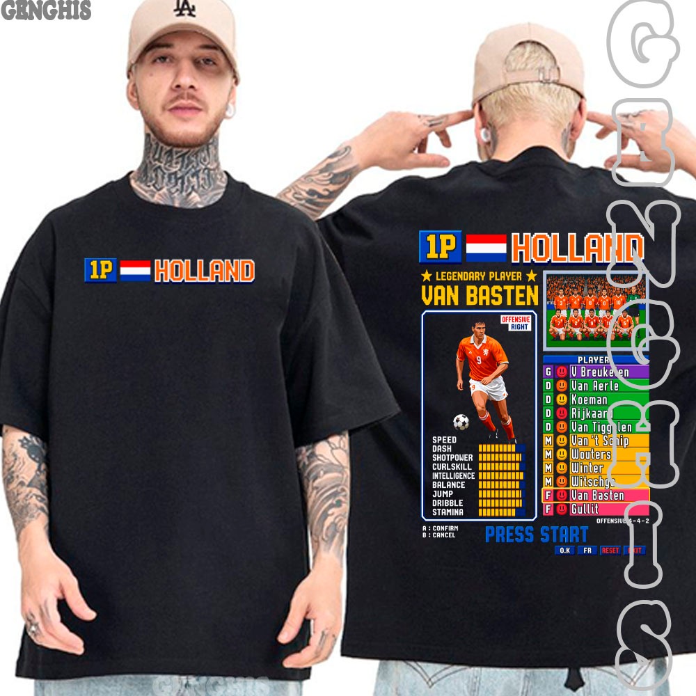 Camiseta Futebol Video Game Vintage Holanda Países Baixos Camisa Basica Oversized Plus Size Unissex Algodão