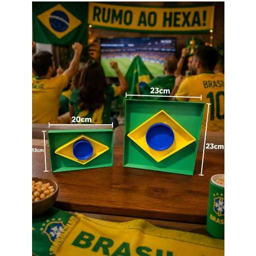 Petisqueira Ou Bandeja No Formato Da Bandeira Do Brasil Verde