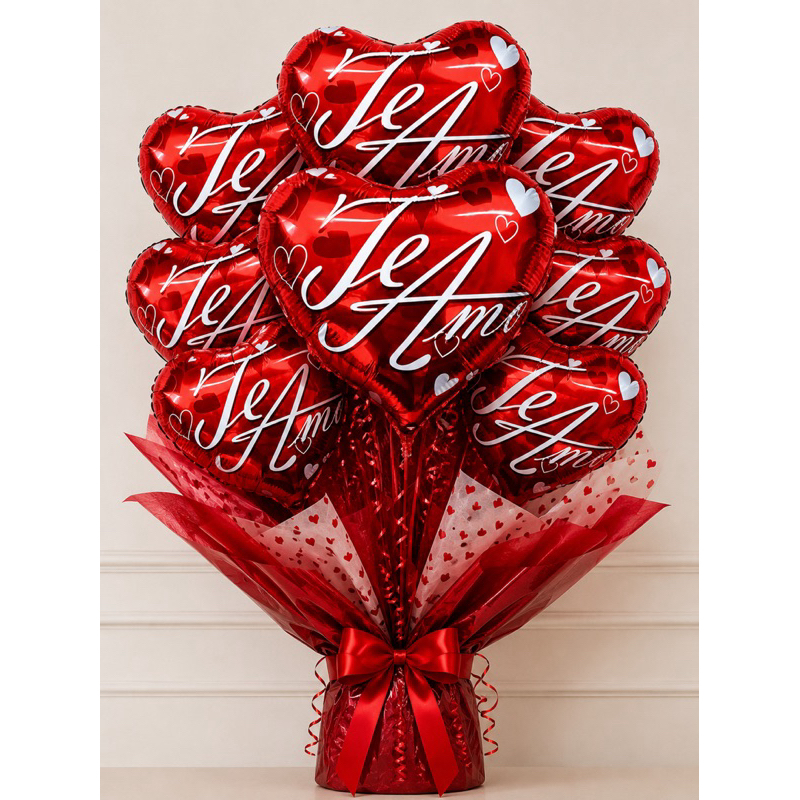 Kit 10 Corações Com Te Amo de 10 polegadas  Vermelho 30cm
