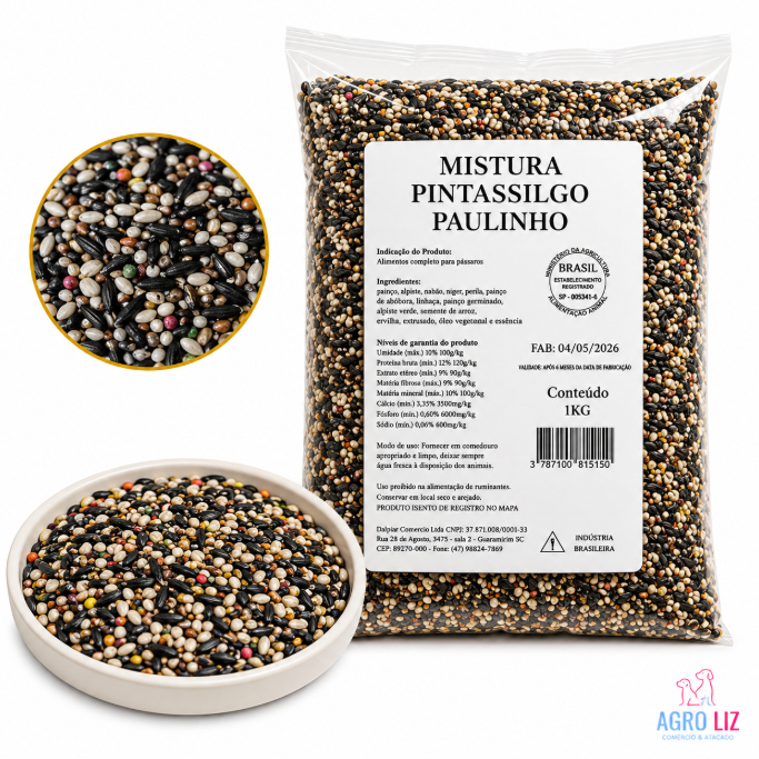 Mistura de Sementes 1kg Ração Premium Pintassilgo e Pássaros Alta Qualidade