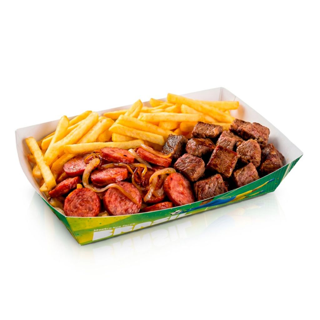 Kit 100 - Bandeja Petisqueira Barca Canoa Descartável Copa do Mundo