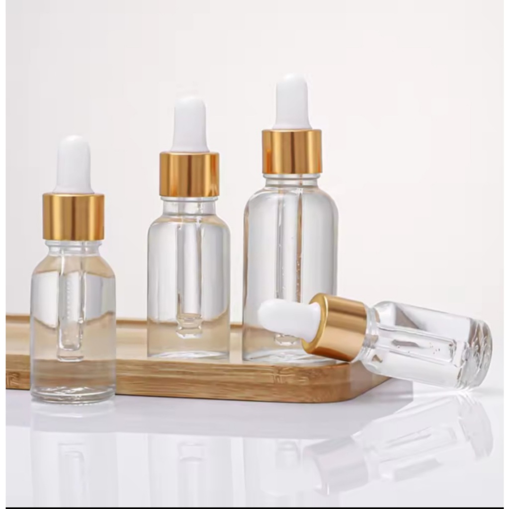 Kit 5/10/20 Frascos Conta Gotas 10ml Vidro transparente Tampa Dourada vidro resistente