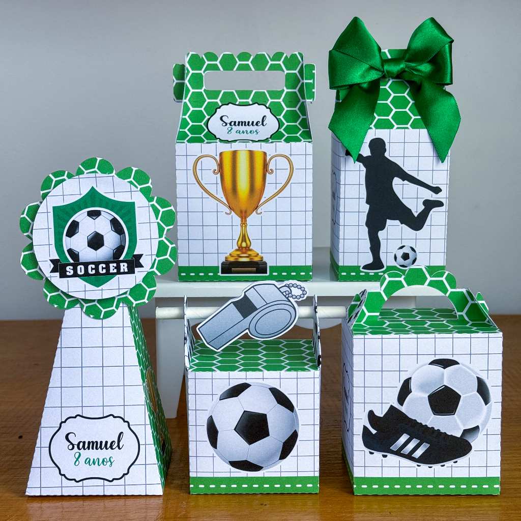 PEGUE E MONTE|Kit Festa Personalizado| FUTEBOL | Caixinhas Lembrancinha para Aniversário - SEMIMONTADAS