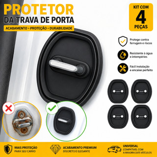 Protetor Fechadura Porta Carro Universal Anti Ferrugem Capa Trava Automotiva Silicone Kit…