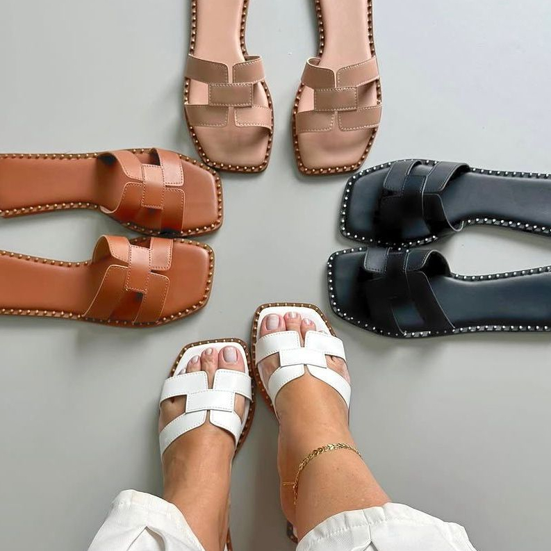 Rasteira Feminina H Sandália Modelo Blogueira Macia Leve Confortável Envio Rapido Lançamento Verão