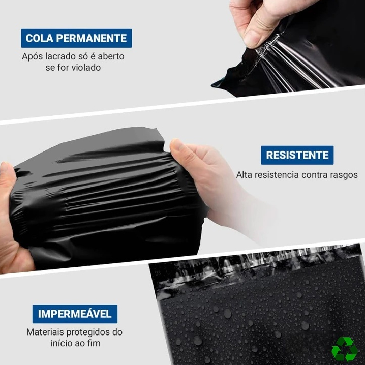Kit 2000 Envelope de Segurança 32x40 Saco Correios Embalagem Preto E-comerce — imagem 2 de 2