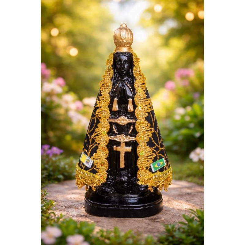 imagem Nossa senhora Aparecida com manto veludo 20cm/Nossa Senhora Aparecida