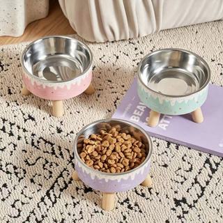 Comedouro Elevado para Cães e Gatos com Proteção para o Pescoço e Tigela de Aço Inoxidáve…