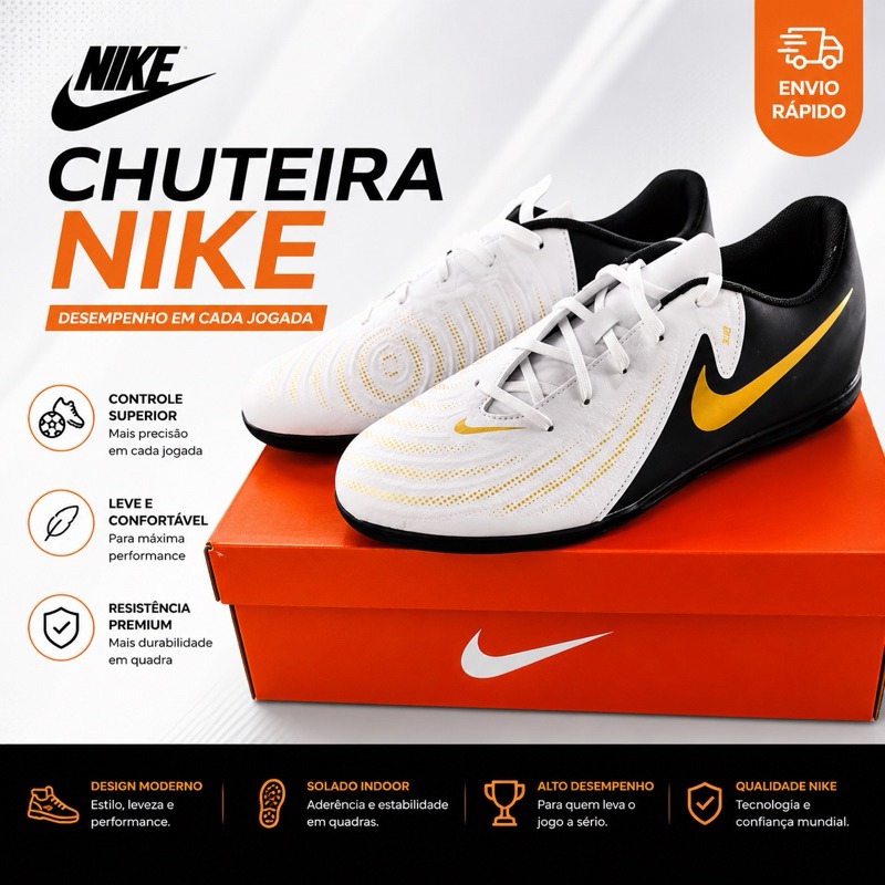 Chuteira Futsal Nike Phantom GX II Club IC Quadra Masculina  Precisão e Controle nas Quadras