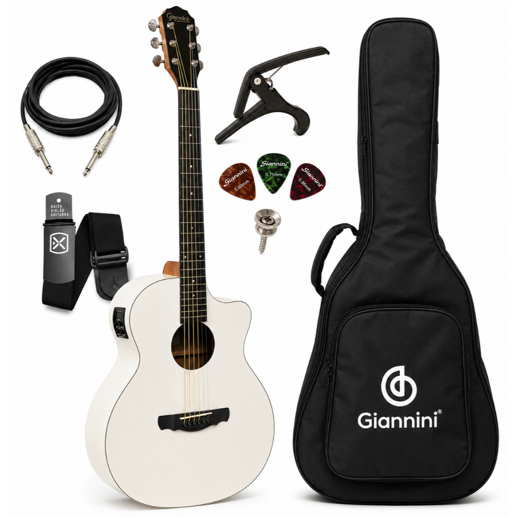 Violão Aço Eletroacústico Giannini Gjm Com Bag + Acessórios