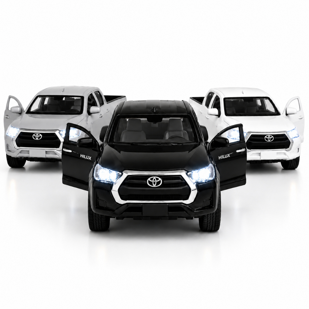 Miniatura Caminhonete Hilux 2021 Escala 1:36 Metal Portas Abertura Luz E Som Colecionável