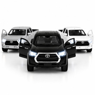 Miniatura Caminhonete Hilux 2021 Escala 1:36 Metal Portas Abertura Luz E Som Colecionável