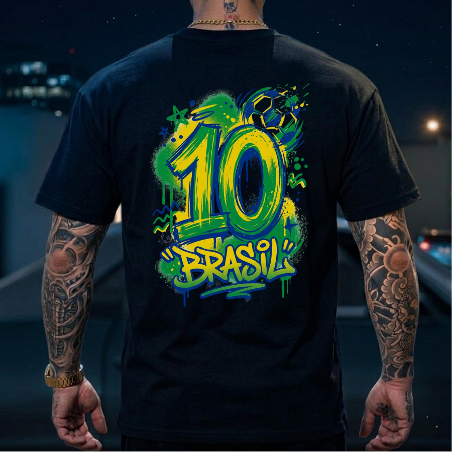 Camiseta Estampada Minimalista Streetwear "Seleção Brasileira" 100% Algodão Camisa Premium