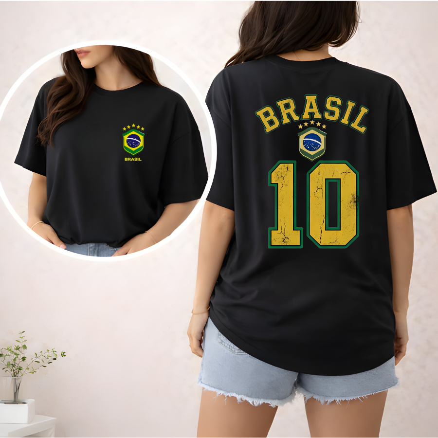 Camiseta Unissex Estampada Minimalista Streetwear "Seleção Brasileira" 100% Algodão Camisa Premium