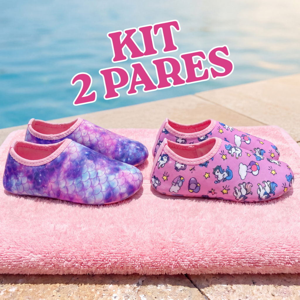 Kit Sapatilha Aquática Antiderrapante Infantil Menina Bebê Areia Praia Piscina Envio Rápido