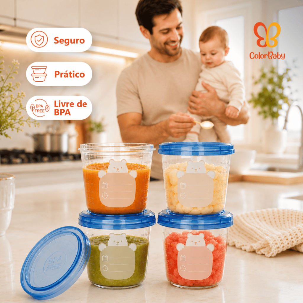 Kit 4 Potes Herméticos 180ml - Antivazamento, p/ Leite e Papinha de Bebê e Criança - ColorBaby · foto 2