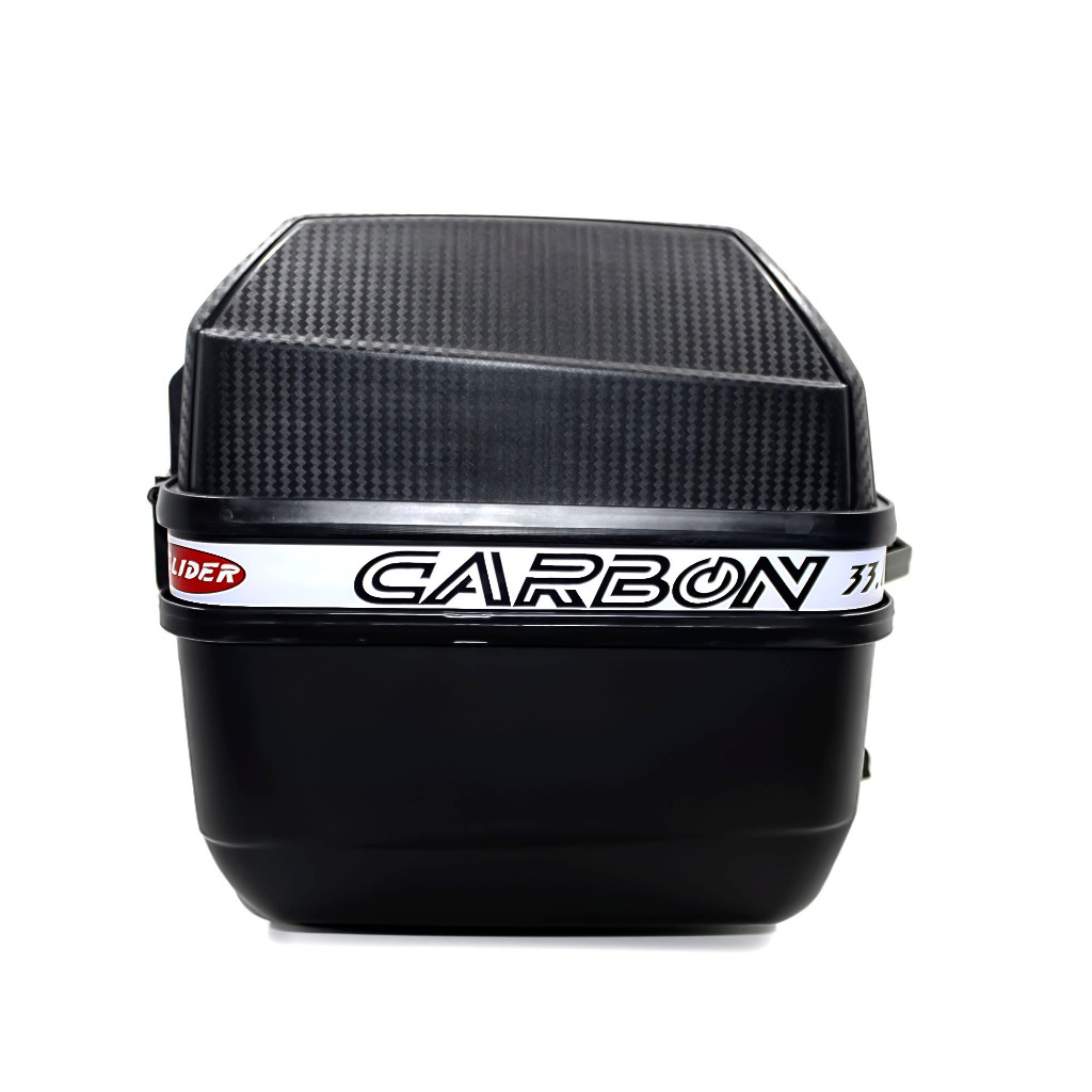 Baú Moto 33 Litros Glider Carbon Preto com Chave e Suporte Kit Fixação Universal · foto 2
