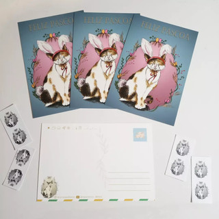 kit com 10 Cartões Postais [Feliz Páscoa Vintage] Presente Decorativo Correspondência