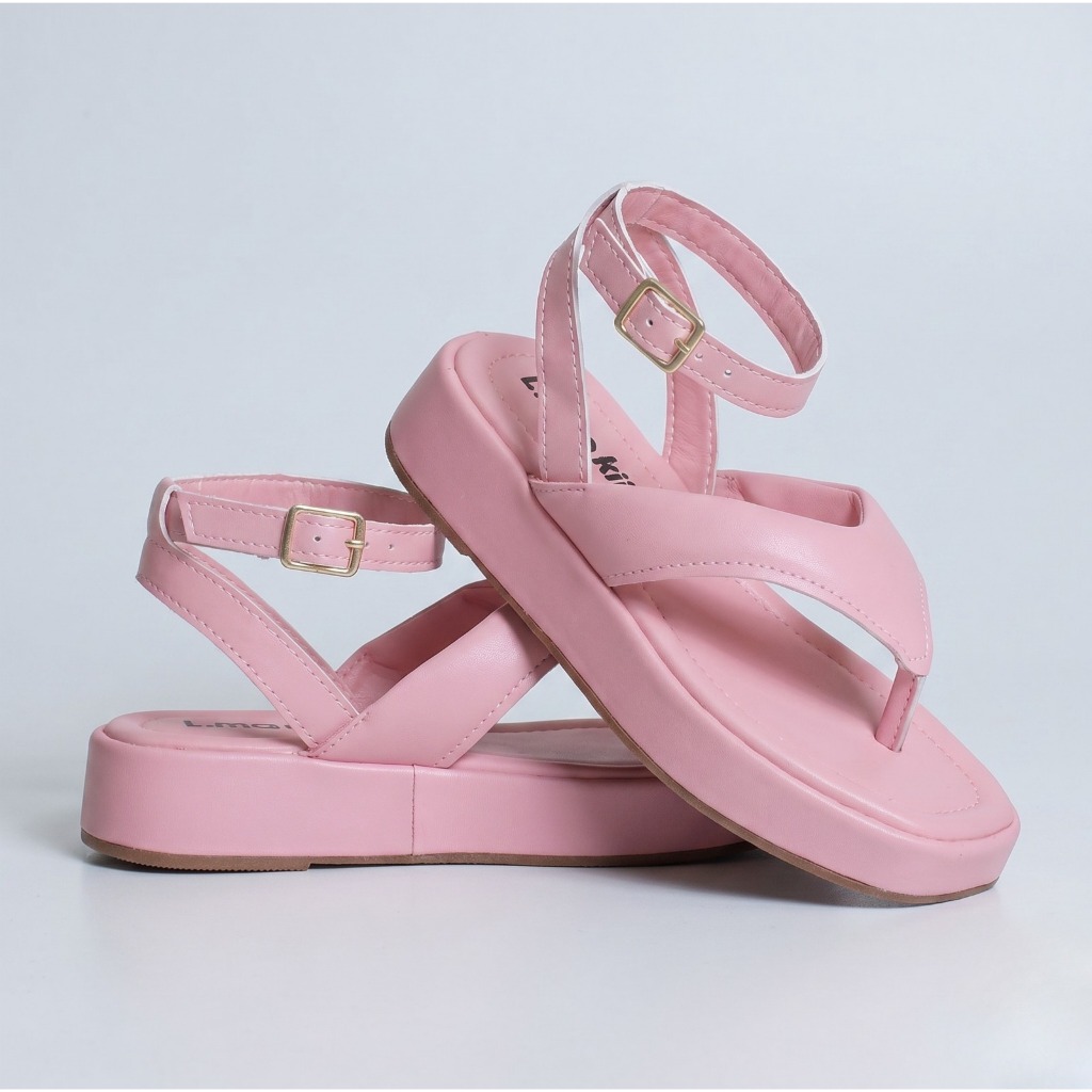 Sandália Flat Rosa Infantil Feminina Plataforma Kidstep