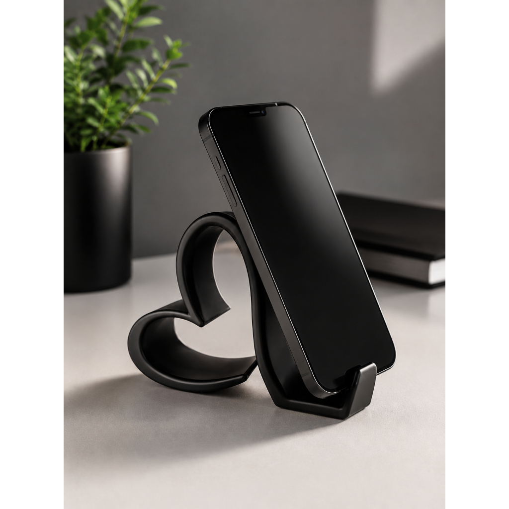Suporte para telefone em formato de coração, suporte universal para telefone e tablet impresso em 3D