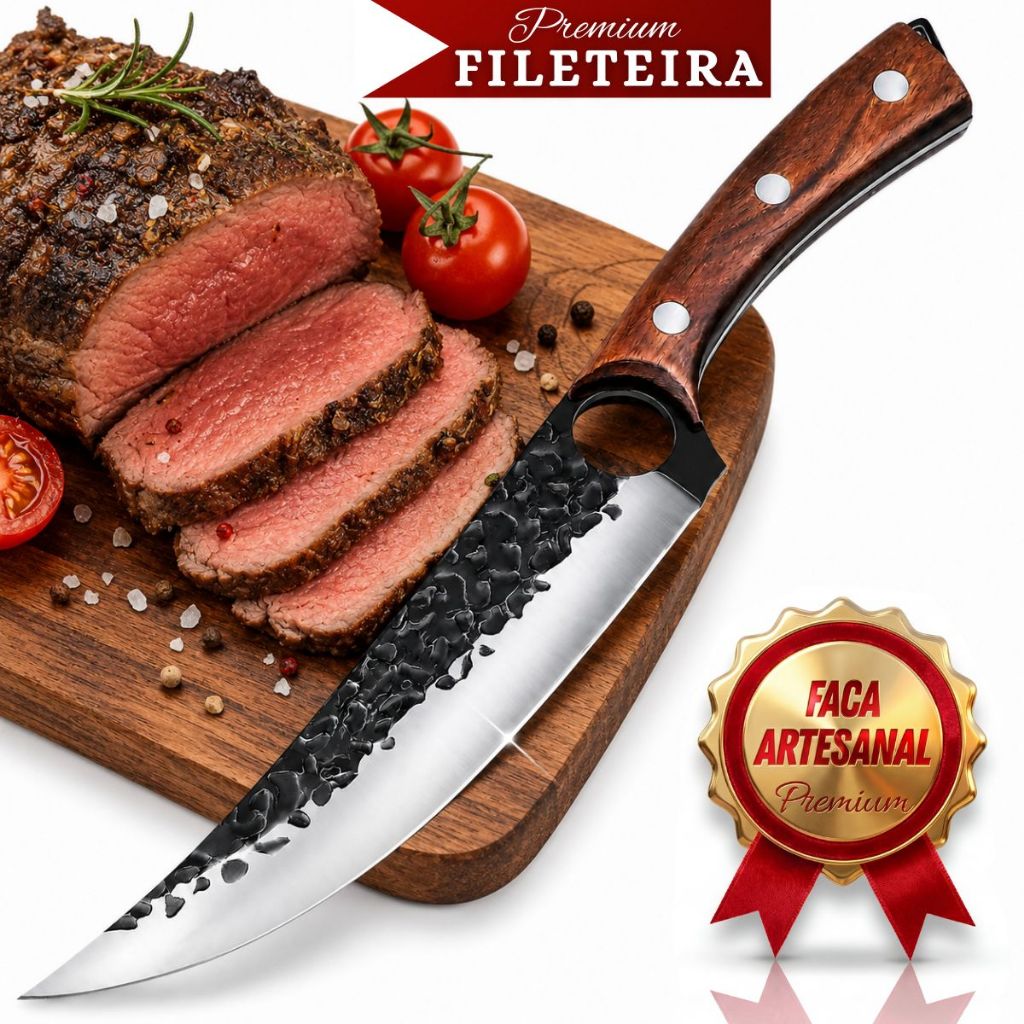 Faca Fileteira Para Peixe Carne File Sashimi Sushi Afiada Com Bainha Pro